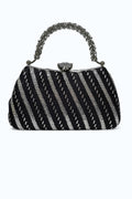 Gümüş Ark: El İşlemesi Geometrik Abiye Çanta - Lüks Clutch