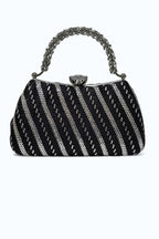 Gümüş Ark: El İşlemesi Geometrik Abiye Çanta - Lüks Clutch