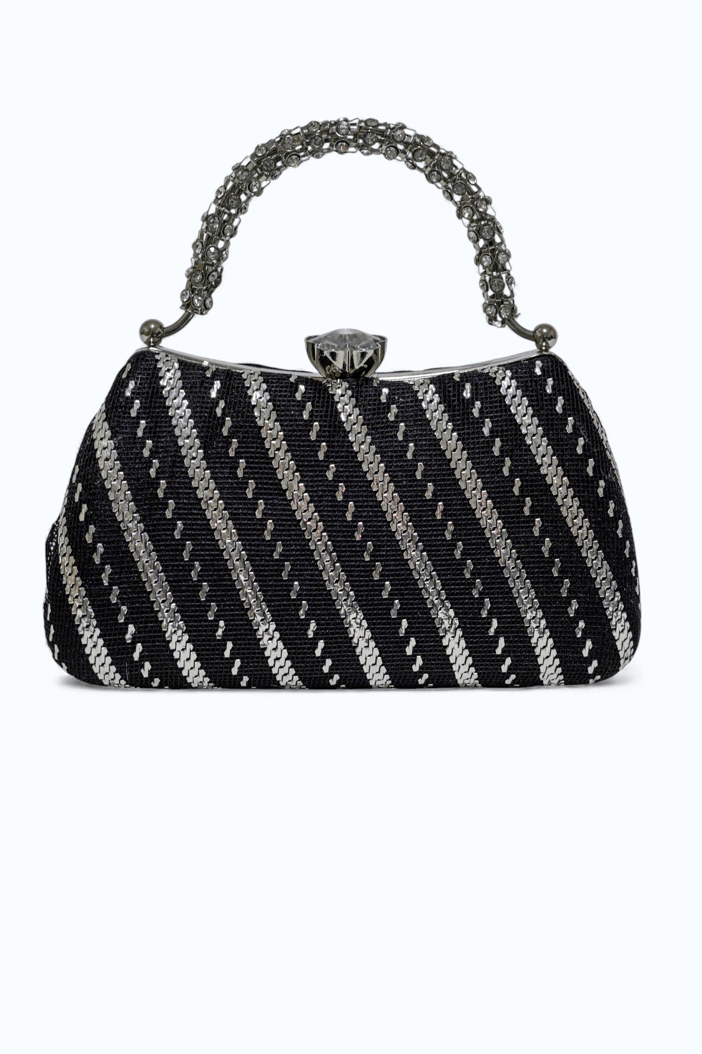 Gümüş Ark: El İşlemesi Geometrik Abiye Çanta - Lüks Clutch