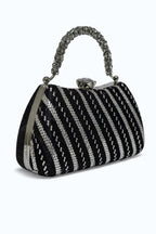 Gümüş Ark: El İşlemesi Geometrik Abiye Çanta - Lüks Clutch