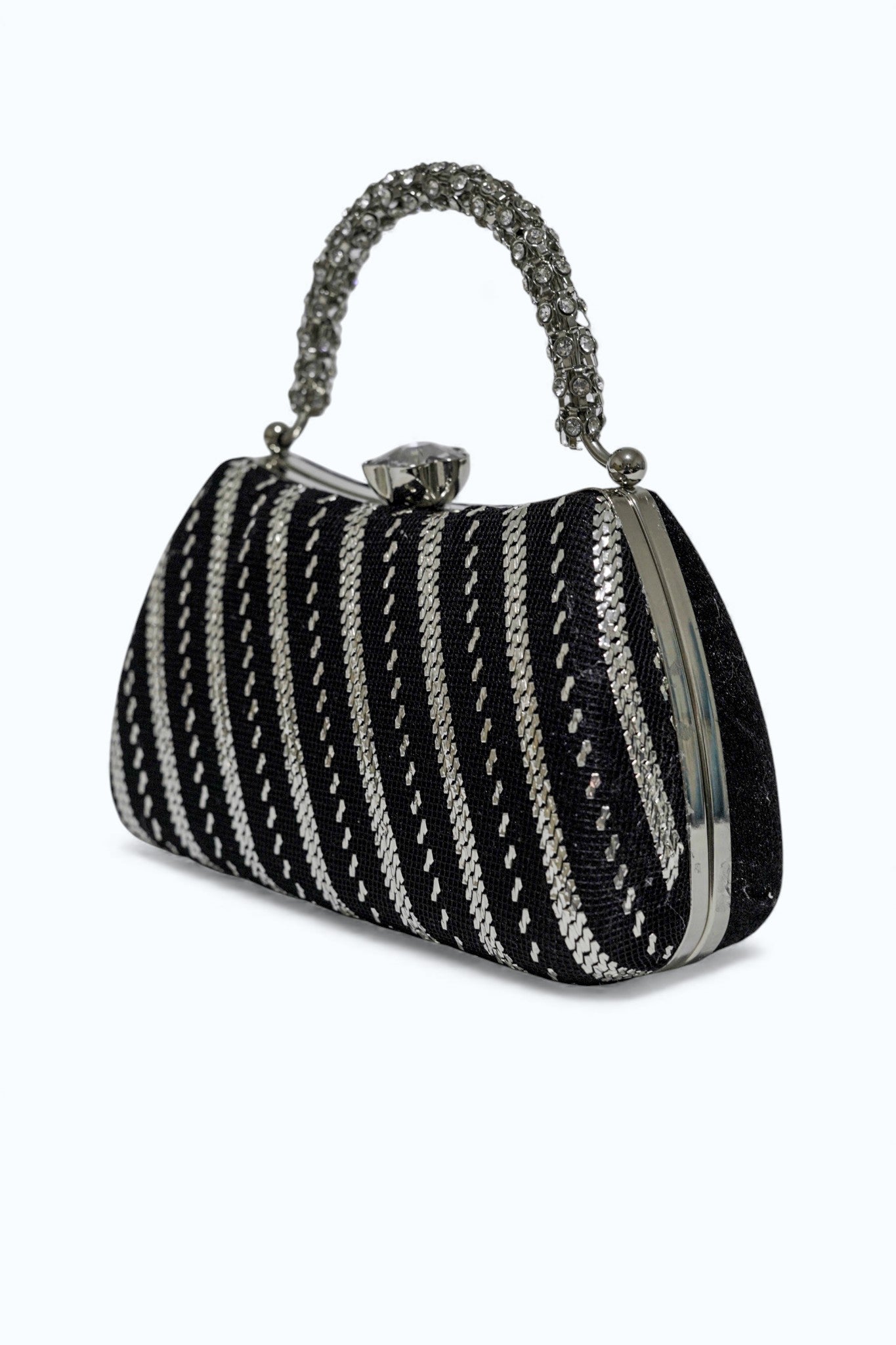 Gümüş Ark: El İşlemesi Geometrik Abiye Çanta - Lüks Clutch