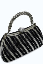 Gümüş Ark: El İşlemesi Geometrik Abiye Çanta - Lüks Clutch