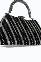 Gümüş Ark: El İşlemesi Geometrik Abiye Çanta - Lüks Clutch